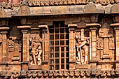 The great Chola temples of Tamil Nadu - The Brihadishwara Temple of Thanjavur. Decoration on temple walls. 